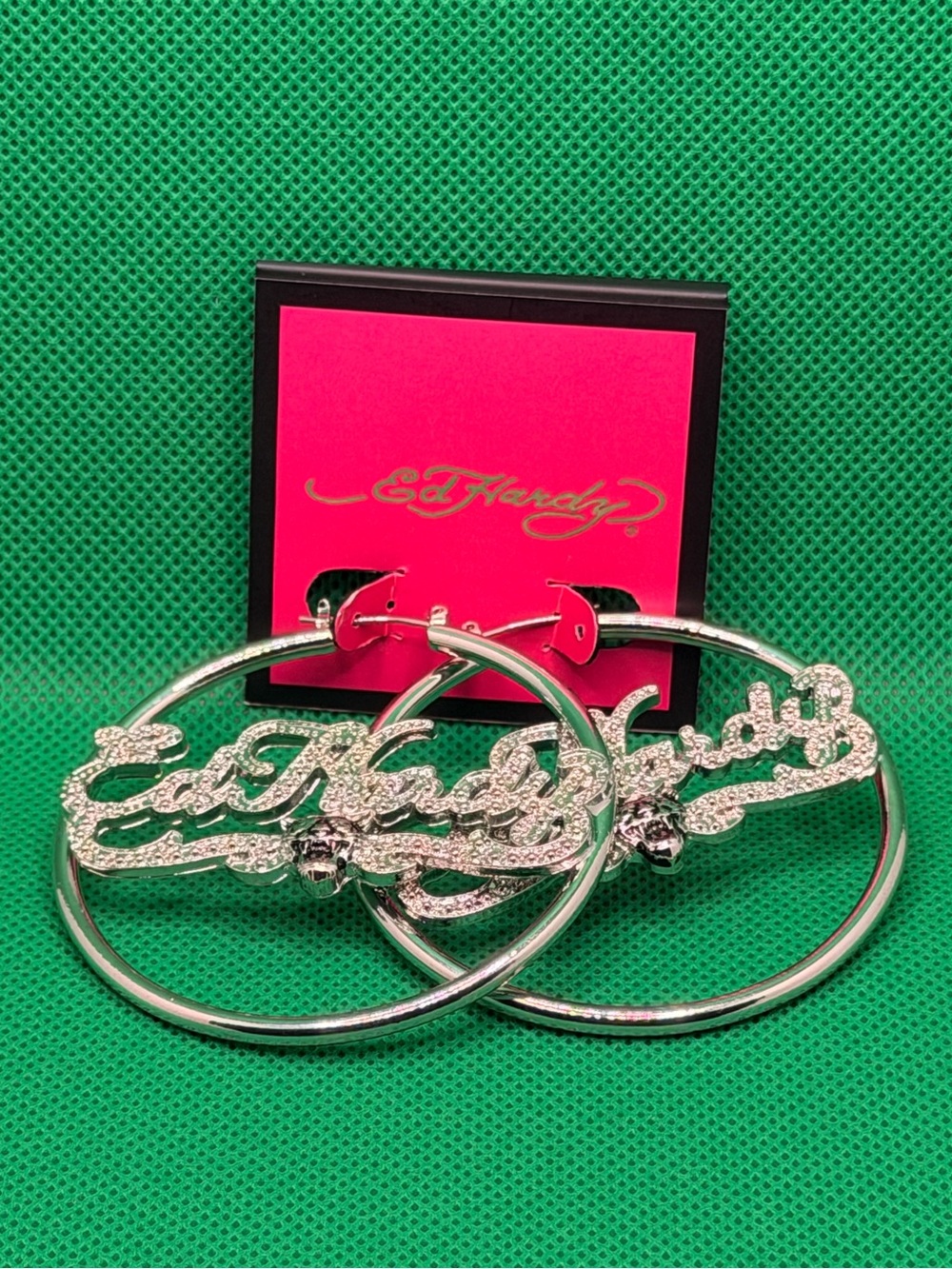 Ed Hardy Silver Hoops